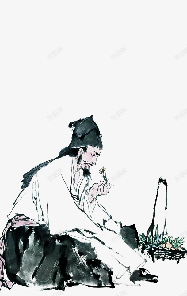水墨古代行医图png免抠素材_新图网 https://ixintu.com 古代行医图 水墨
