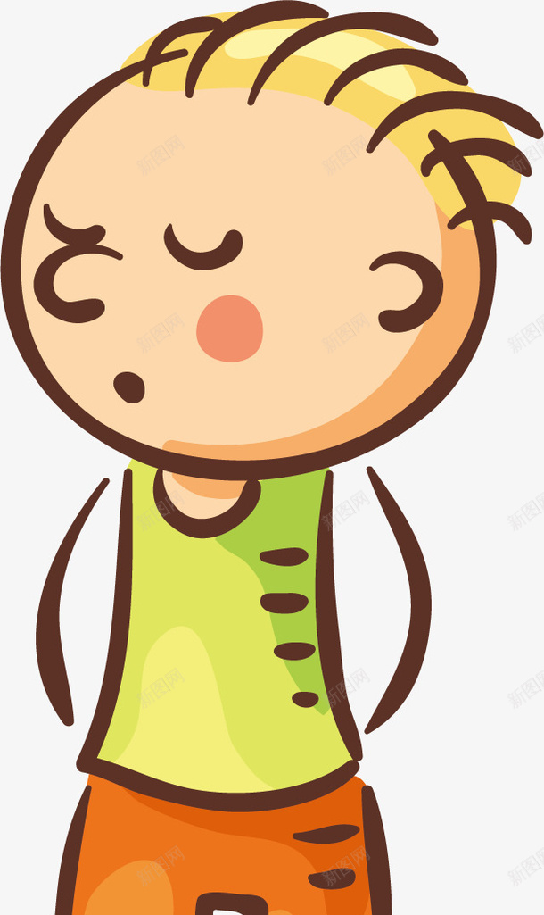 可爱的小孩矢量图ai免抠素材_新图网 https://ixintu.com 卡通手绘 可爱 商务 小孩 短发 装饰 闭眼 矢量图