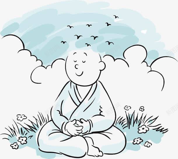 卡通手绘插图僧人打坐png免抠素材_新图网 https://ixintu.com 佛 僧人 僧侣 卡通 古代 和尚 手绘小和尚 打坐小人 简笔插图