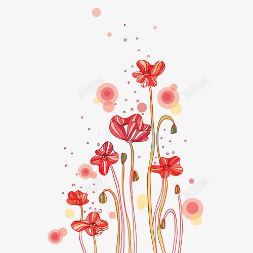 简约手绘花卉psd免抠素材_新图网 https://ixintu.com 简约手绘花卉