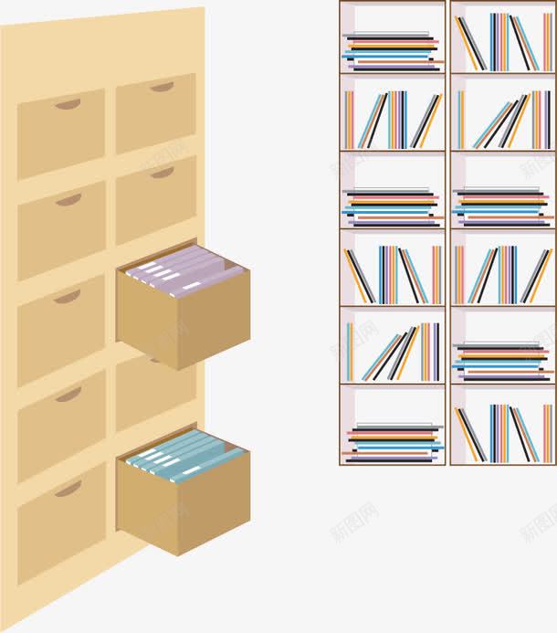 手绘书架矢量图ai免抠素材_新图网 https://ixintu.com 书架 家具 手绘 矢量图