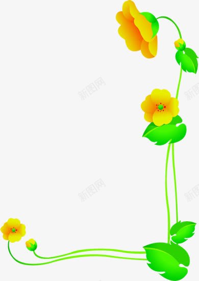 黄色卡通唯美花朵植物png免抠素材_新图网 https://ixintu.com 卡通 植物 花朵 设计 黄色