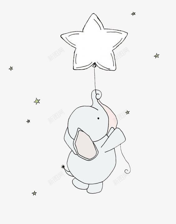 小象与星星png免抠素材_新图网 https://ixintu.com 小象 星星 星群 气球