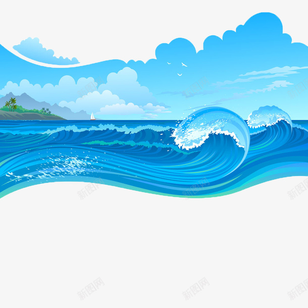 海上风浪png免抠素材_新图网 https://ixintu.com 卡通 大风大浪 插画 海 风浪