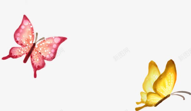 手绘黄粉色蝴蝶装饰png免抠素材_新图网 https://ixintu.com 粉色 蝴蝶 装饰