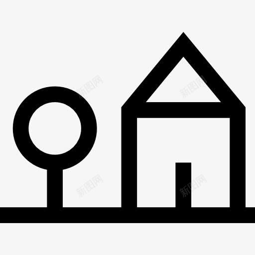 房子图标png_新图网 https://ixintu.com 农村 家 房子 村屋 树 自然景观