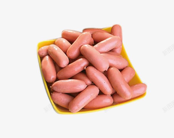 大盘火腿肠png免抠素材_新图网 https://ixintu.com 碟子 粉红色 美食 肉类 食物 黄色