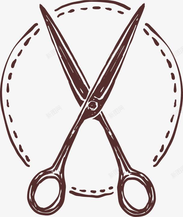 手绘复古裁缝剪刀标签png免抠素材_新图网 https://ixintu.com 剪刀 复古 手绘 标签 裁缝