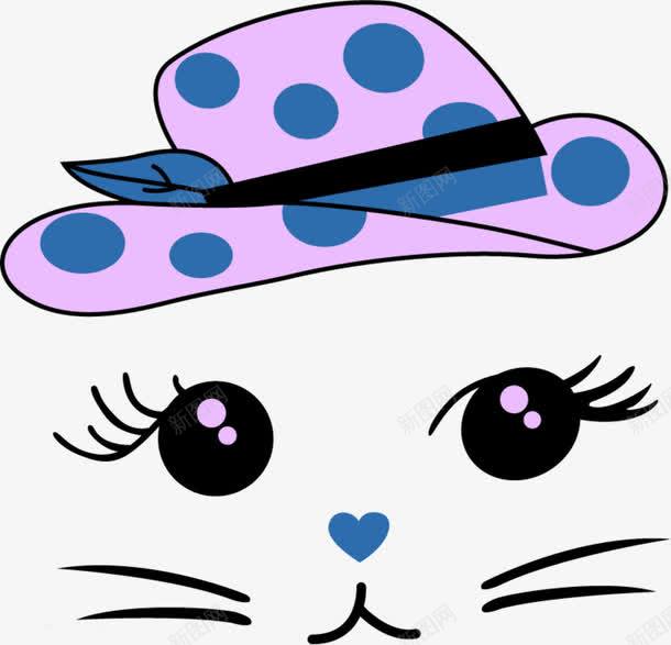 戴帽子的花猫psd免抠素材_新图网 https://ixintu.com 戴帽子的猫 手绘猫头 猫