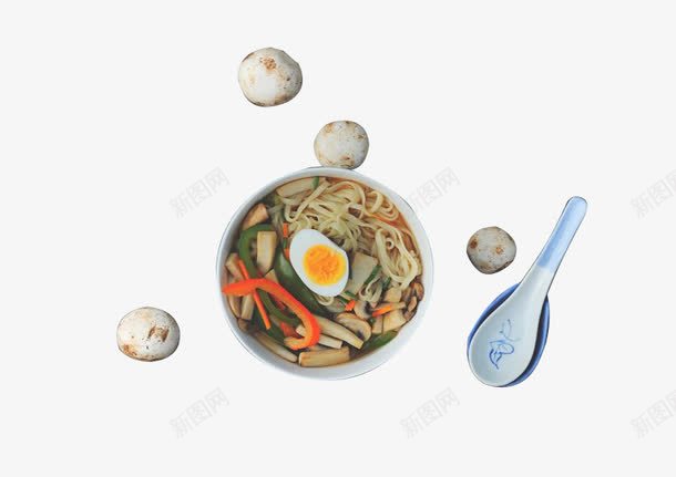 菌菇鸡蛋面psd免抠素材_新图网 https://ixintu.com 美食 菌菇 面条 鸡蛋面