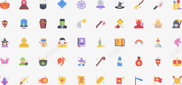 好莱坞万圣节彩色扁平图标png_新图网 https://ixintu.com ico 万圣节 好莱坞 彩色扁平图标