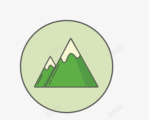 山峰图标png_新图网 https://ixintu.com 园标 圆形 山峰 标志 灰色 矢量图图标 绿色图标