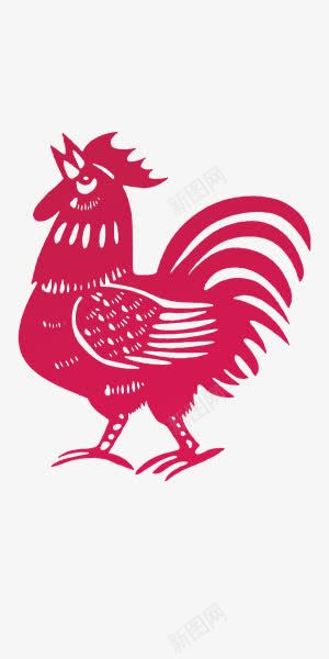 红色剪纸中国风公鸡图案png免抠素材_新图网 https://ixintu.com 中国风 公鸡 剪纸 红色