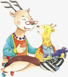手绘卡通小鹿插图png免抠素材_新图网 https://ixintu.com 卡通 插图