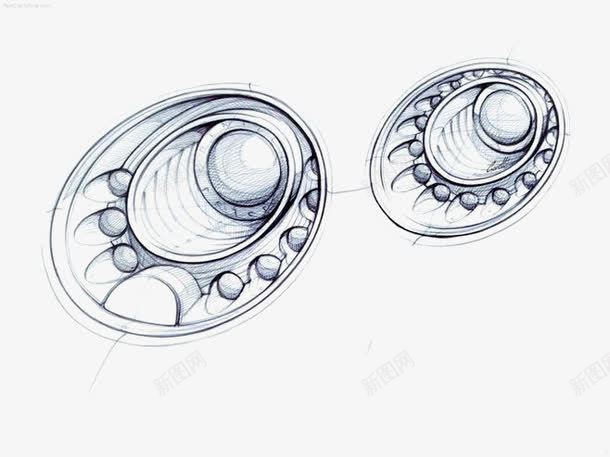 手绘车灯png免抠素材_新图网 https://ixintu.com 手绘 汽车灯 车灯 铅笔画