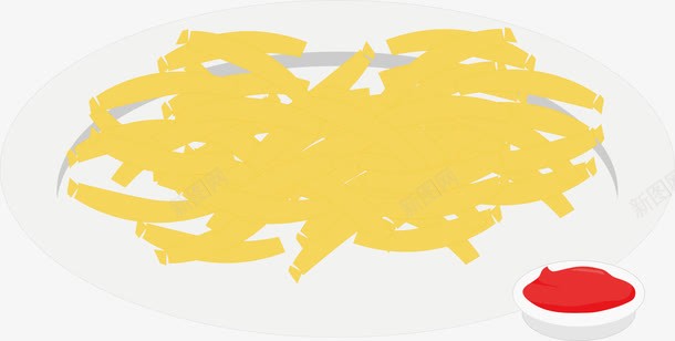 一盘薯条png免抠素材_新图网 https://ixintu.com 手绘 盘子 碟子 薯条 食物