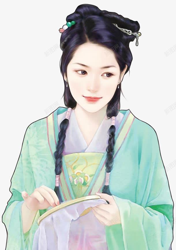 双马尾蓝衣温婉女子png免抠素材_新图网 https://ixintu.com 女子 温婉 蓝衣 马尾