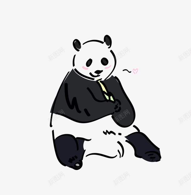 手绘简笔可爱大熊猫矢量图ai免抠素材_新图网 https://ixintu.com 可爱 大熊猫 手绘 简笔 矢量图