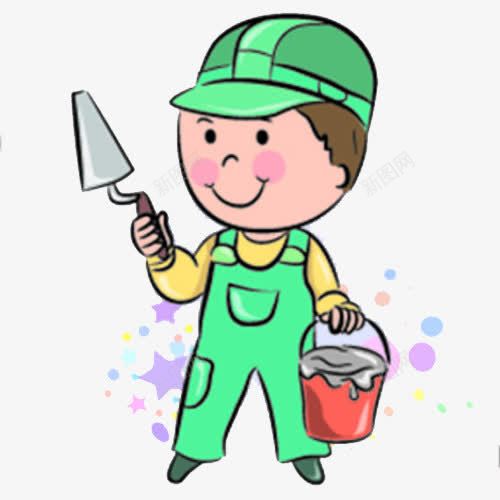 手绘建筑工人png免抠素材_新图网 https://ixintu.com png png素材 安全帽 建筑工人 沙筒 铲子