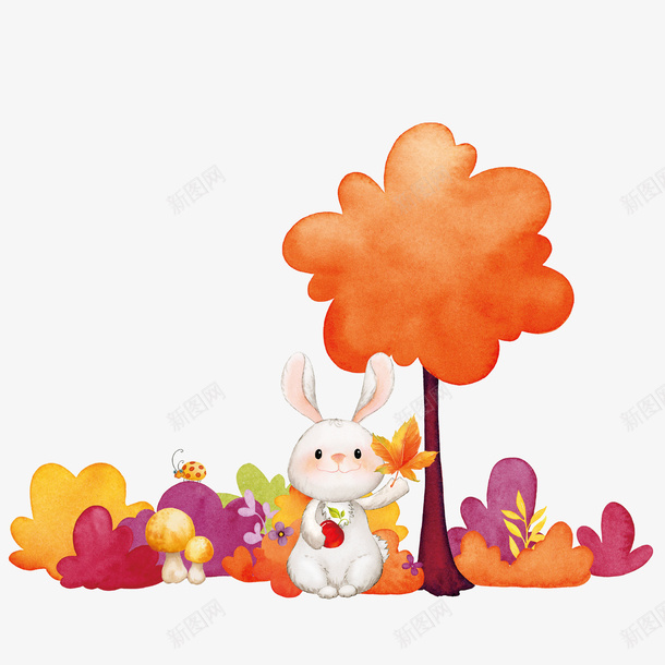 卡通兔子png免抠素材_新图网 https://ixintu.com PNG图 PNG图下载 兔子 创意卡通 卡通 卡通插图 插图 秋天动物 秋天插图