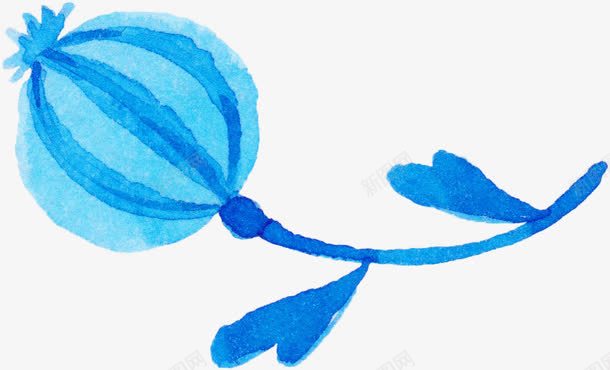 手绘花png免抠素材_新图网 https://ixintu.com 叶子 手绘 灯笼花 蓝色