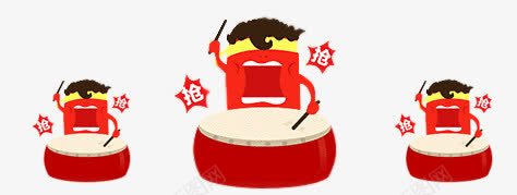 卡通敲鼓抢装饰png免抠素材_新图网 https://ixintu.com 卡通 敲鼓 装饰