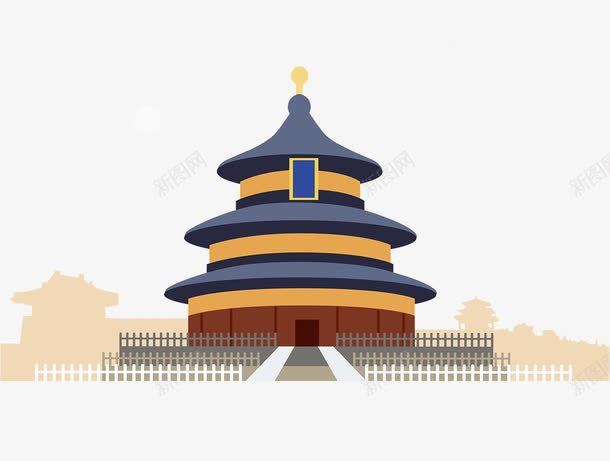 扁平风中国风寺庙png免抠素材_新图网 https://ixintu.com 中国风寺庙 寺庙 庙宇 建筑 扁平风
