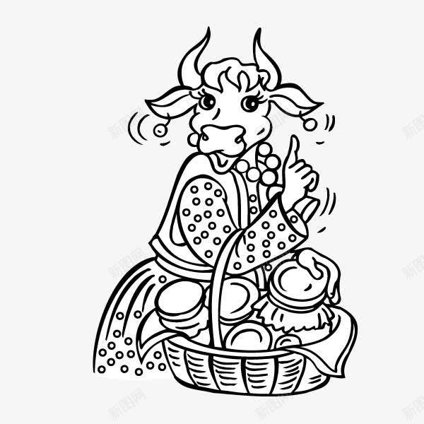 手绘动物牛卡通牛大妈png免抠素材_新图网 https://ixintu.com 动物 卡通 手绘 牛 牛大妈