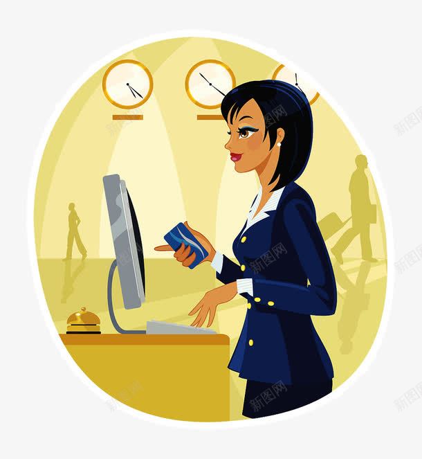 装饰插图银行办理业务的女孩背景png免抠素材_新图网 https://ixintu.com 办理业务 商务 女孩 装饰插图 银行 银行场景