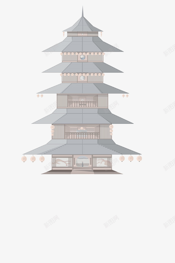古典建筑高楼商业插图psd免抠素材_新图网 https://ixintu.com 古典 古风 建筑 插图