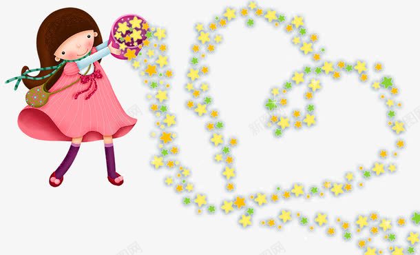 散花女孩png免抠素材_新图网 https://ixintu.com 仙女散花 卡通 女孩 小花 手绘 插画 清新 环保 野花