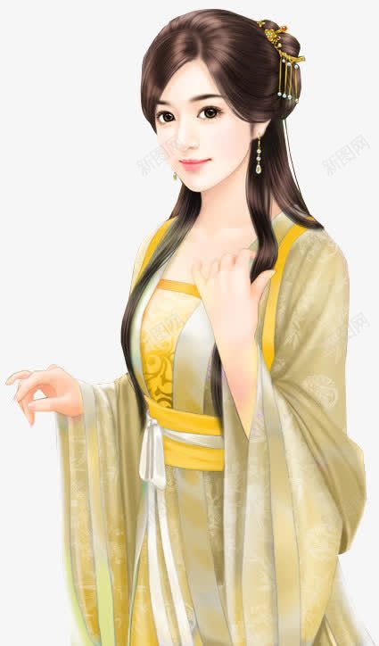 黄裙贤惠女子png免抠素材_新图网 https://ixintu.com 女子 贤惠