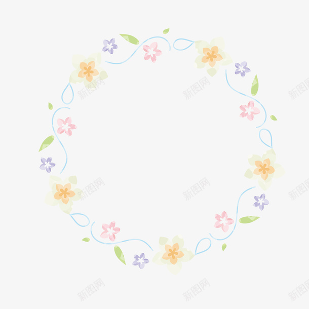 小清新圆形花环png免抠素材_新图网 https://ixintu.com 卡通花朵 圆形花环 小清新 彩色花朵 背景装饰