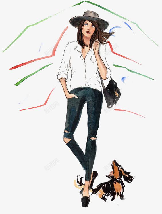 时尚中性女孩png免抠素材_新图网 https://ixintu.com 卡通 女孩 帅气 手绘 插画 衬衫