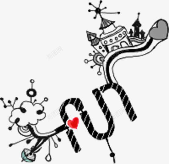 黑色花纹图案爱心png免抠素材_新图网 https://ixintu.com 图案 爱心 花纹 黑色