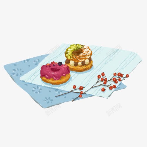 马卡龙手绘画片psd免抠素材_新图网 https://ixintu.com 圈圈饼 彩色 水彩画 零食 饼干 马卡龙