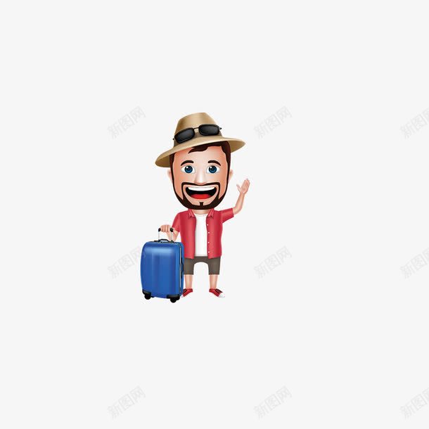 卡通旅行大叔png免抠素材_新图网 https://ixintu.com 卡通 图案 大叔 旅行 设计