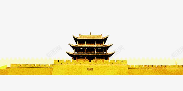 城楼png免抠素材_新图网 https://ixintu.com 古建筑 宫殿 金色