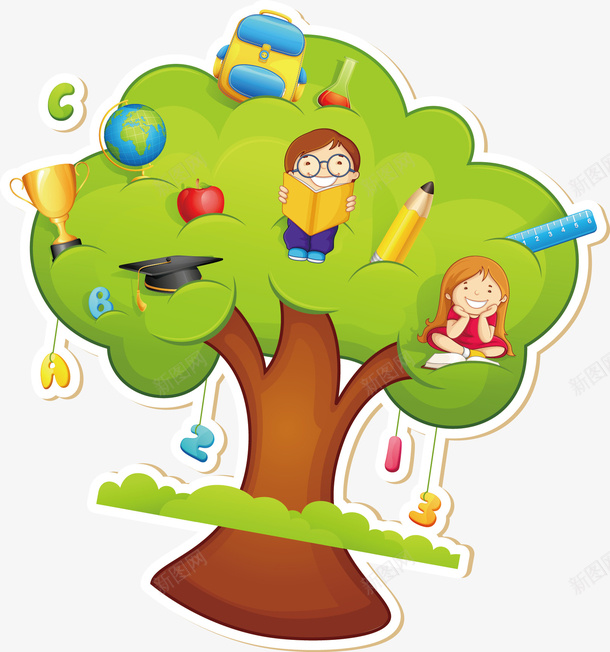 可爱卡通树矢量图ai免抠素材_新图网 https://ixintu.com 人物插画 儿童人物 动漫设计 卡通儿童插画 卡通儿童插画免费下载 矢量图