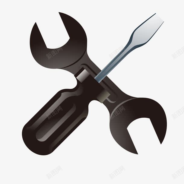 黑色质感工具扳手螺丝刀png免抠素材_新图网 https://ixintu.com 工具 扳手 螺丝刀 质感 黑色