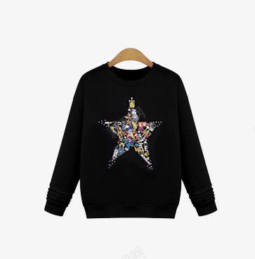 黑色星星卫衣png免抠素材_新图网 https://ixintu.com 上衣套头 产品实物 黑色星星卫衣