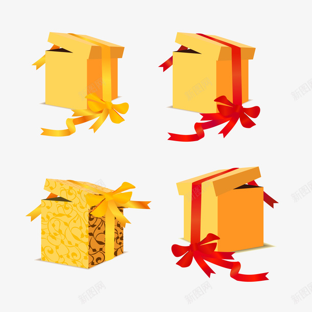 黄色礼盒psd免抠素材_新图网 https://ixintu.com 礼盒 绑花礼盒 饰品 黄色礼盒