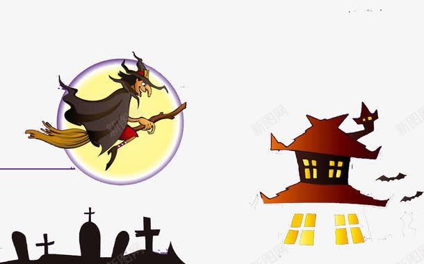 骑着扫帚的小巫女png免抠素材_新图网 https://ixintu.com 万圣节 小巫女 扫帚 骑