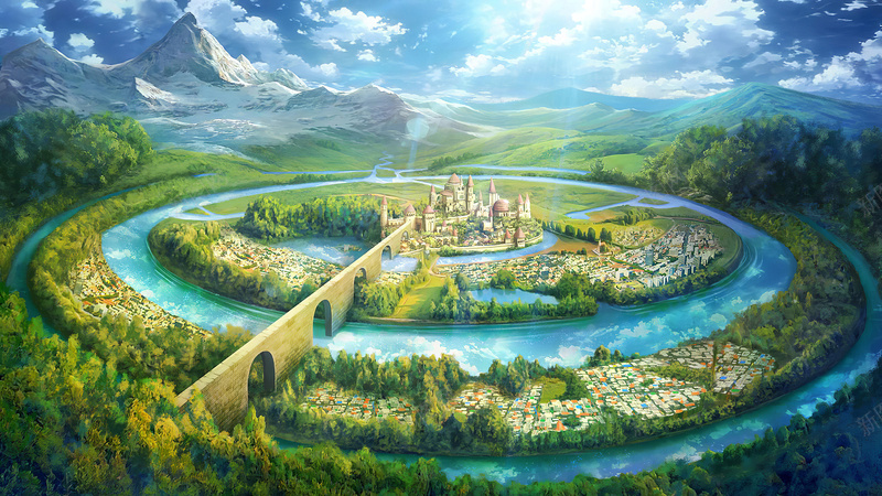 卡通森林美景jpg设计背景_新图网 https://ixintu.com 卡通 大气 手绘 清新 自然