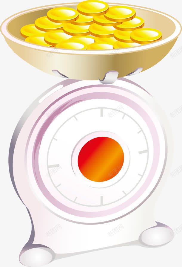 称重器和金币插画png免抠素材_新图网 https://ixintu.com 矢量插画 称重器 称重器和金币矢量插画 金币矢量 金融