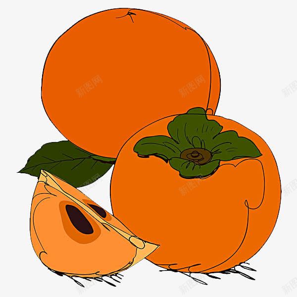 柿子插画png免抠素材_新图网 https://ixintu.com 手绘 插图 柿子 水果