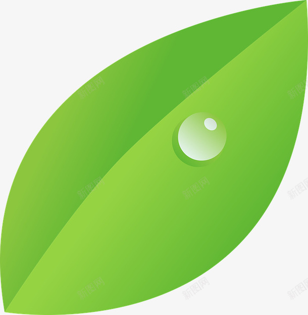 绘制露水叶片png免抠素材_新图网 https://ixintu.com 叶片 绘制 绿色 露水