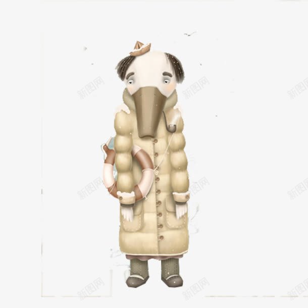 鸭子png免抠素材_新图网 https://ixintu.com 卡通 手绘 拟人 穿羽绒服的鸭子 鸭子