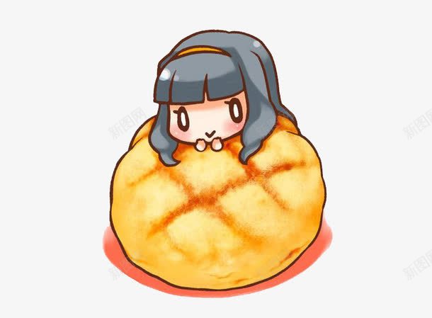 卡通女孩煎包png免抠素材_新图网 https://ixintu.com 包子 卡通女孩 美食 馒头