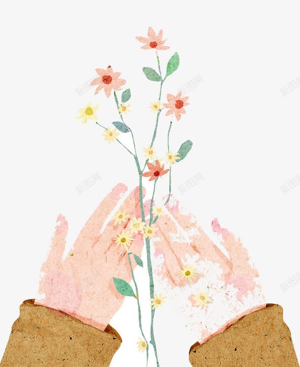 双手捧花png免抠素材_新图网 https://ixintu.com 手 手捧野花 野花